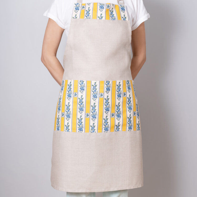 Printed Linen Apron - Belmonte Yellow